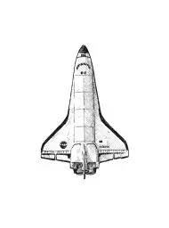 Pen and ink drawing of the Space Shuttle