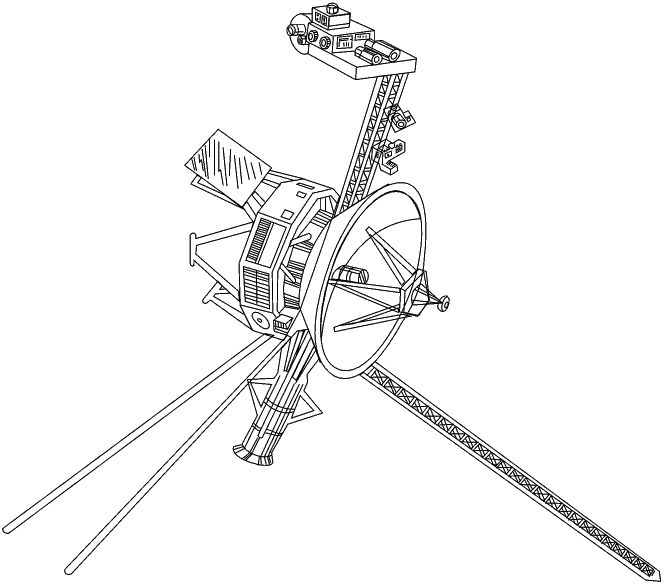 Line drawing of the Voyager spacecraft